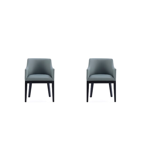 Manhattan Comfort Gansevoort Faux Leather Dining Armchair in Pewter - Set of 2 2-DC051AR-PT - main